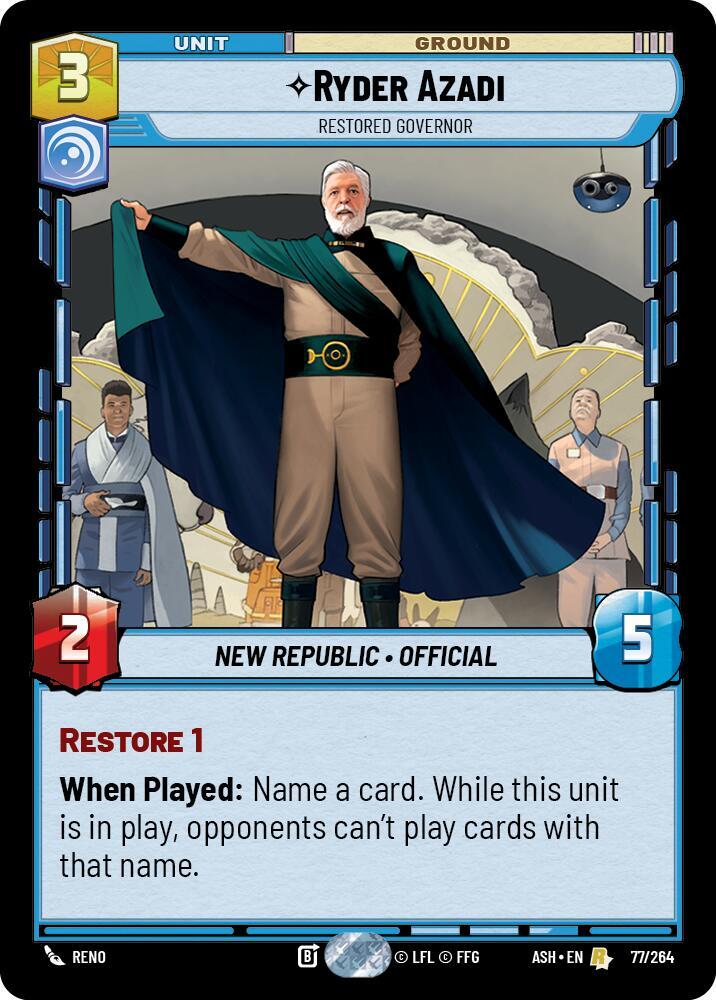 Ryder Azadi - Restored Governor 77/264 Ashes of the Empire Star Wars card