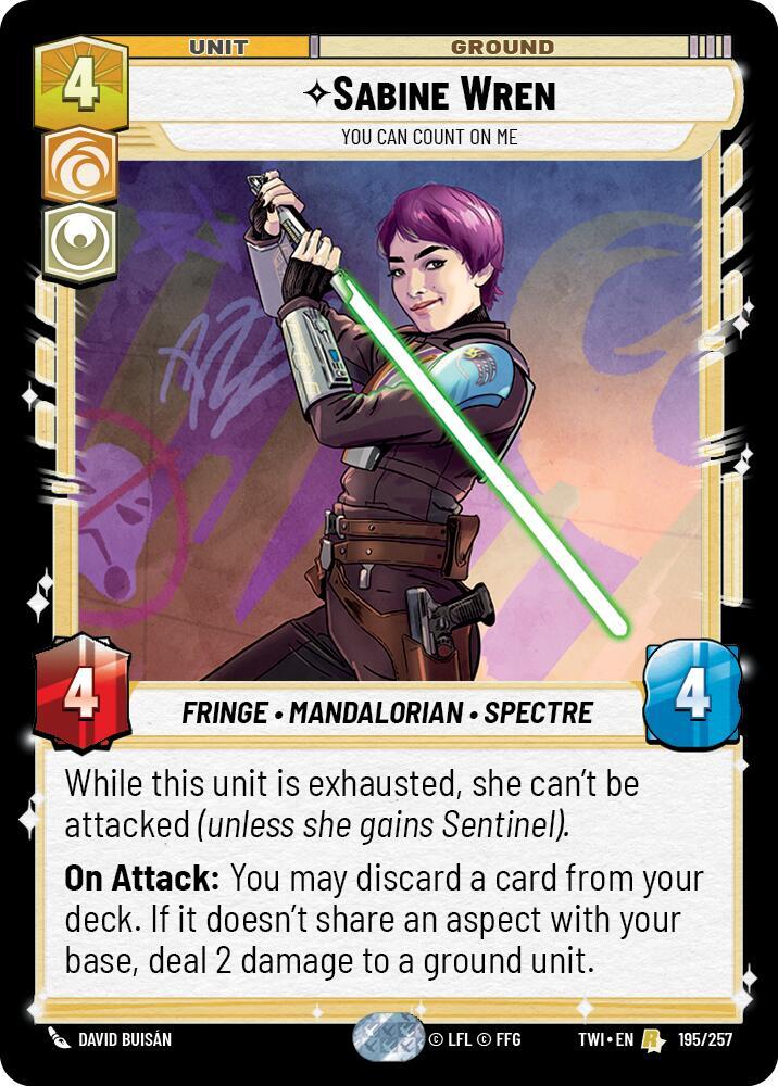 Sabine Wren - You Can Count On Me 195/257 Twilight of the Republic Star Wars card