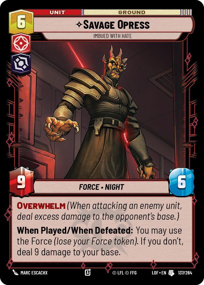 Savage Opress - Imbued With Hate 137/264 Legends of the Force Star Wars card
