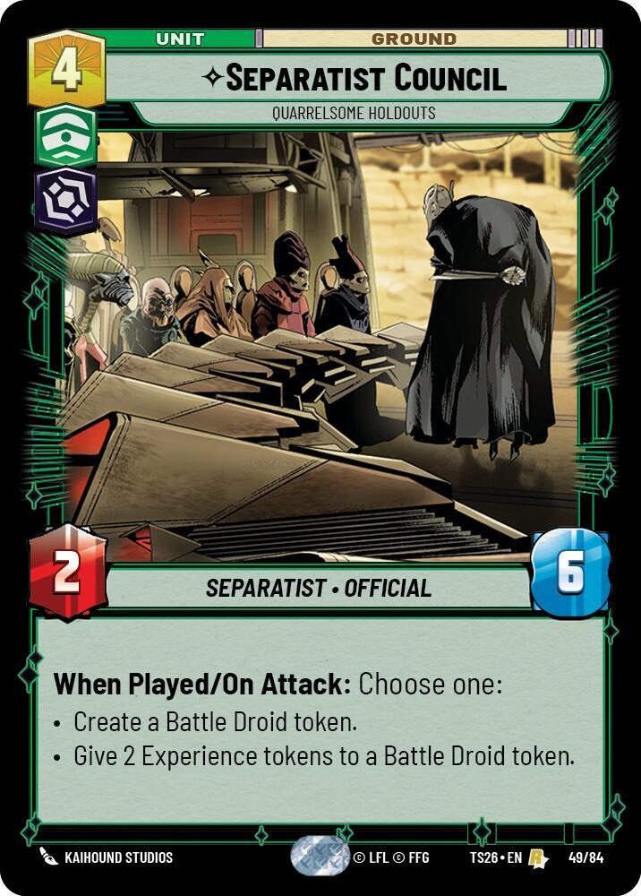 Separatist Counci - Quarrelsome Holdouts 49/84 Twin Suns Star Wars card