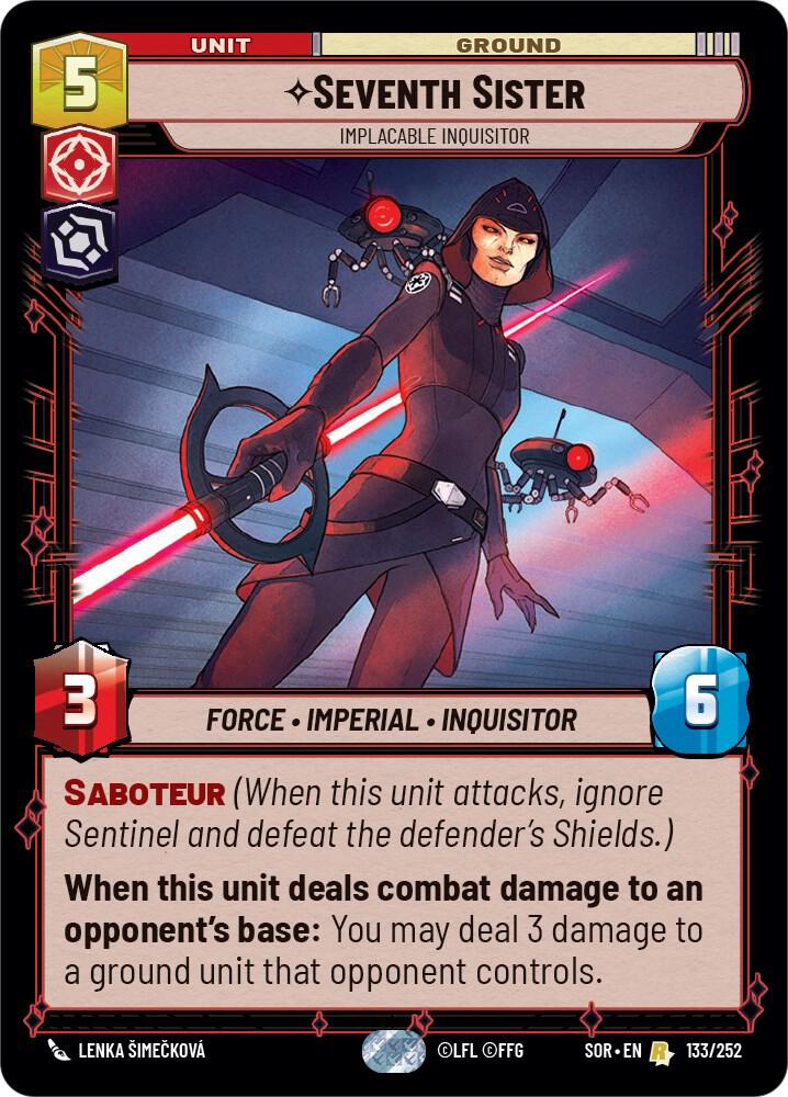 Seventh Sister - Implacable Inquisitor 133/252 Spark of Rebellion Star Wars card