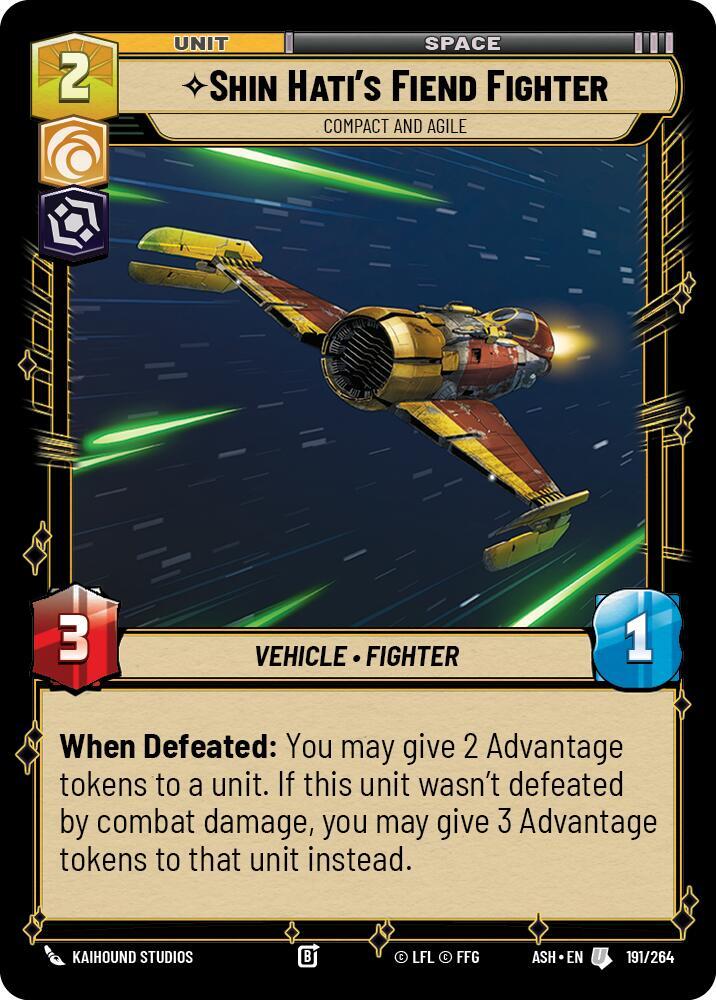 Shin Hati's Fiend Fighter - Compact and Agile 191/264 Ashes of the Empire Star Wars card