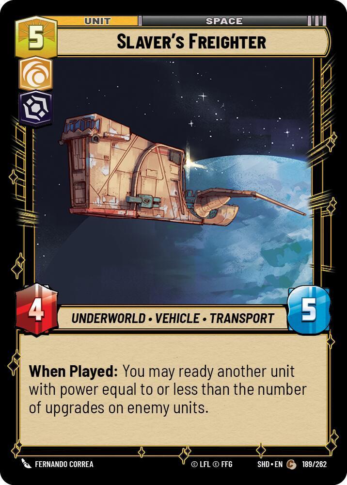 Slaver's Freighter 189/262 Shadows of the Galaxy Star Wars card