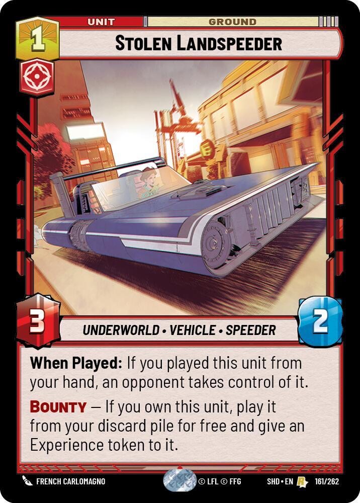 Stolen Landspeeder 161/262 Shadows of the Galaxy Star Wars card