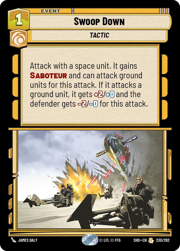 Swoop Down 230/262 Shadows of the Galaxy Star Wars card