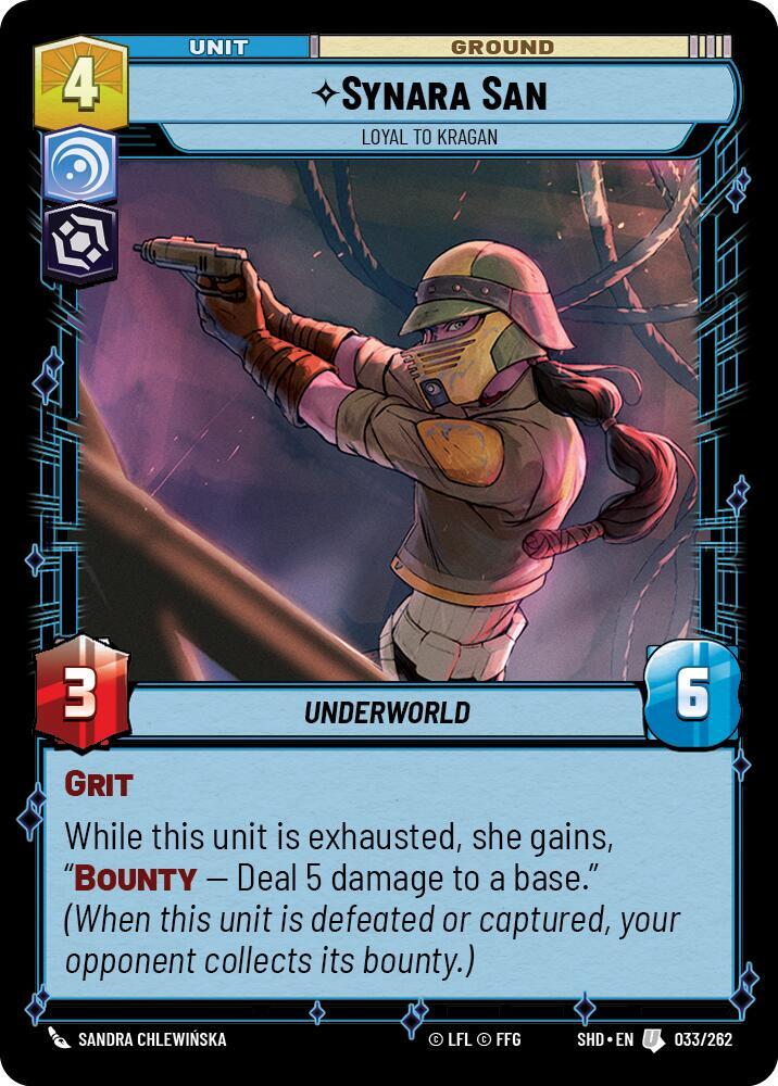Synara San - Loyal to Kragan 033/262 Shadows of the Galaxy Star Wars card