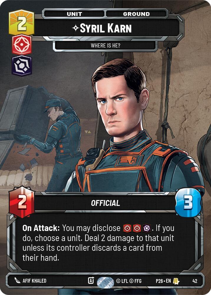Syril Karn - Where Is He? (42) 42 Sector and Regional Promos: Season 1 Star Wars card