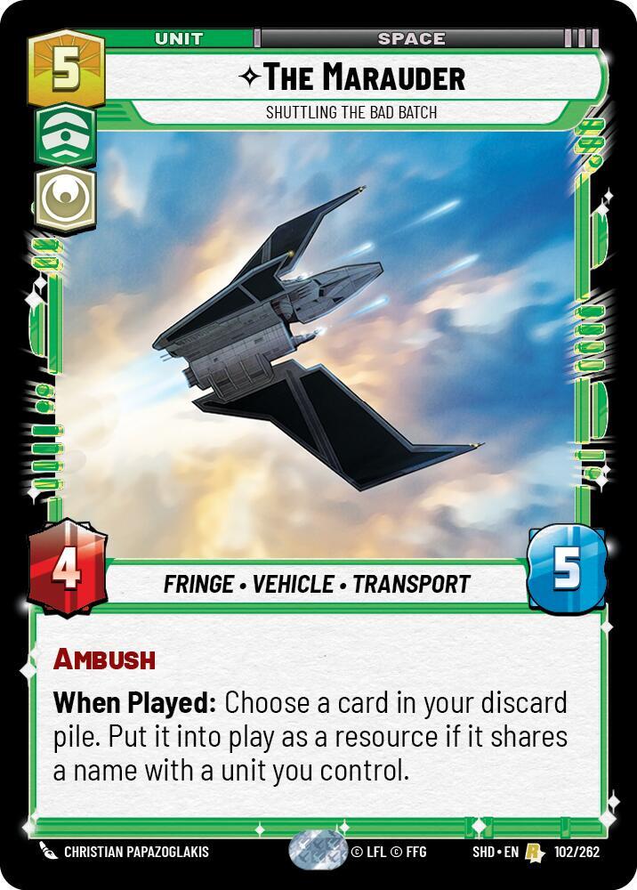 The Marauder - Shuttling the Bad Batch 102/262 Shadows of the Galaxy Star Wars card