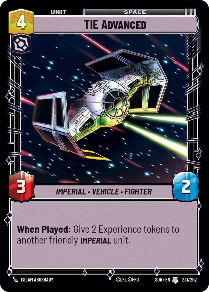 TIE Advanced 231/252 Spark of Rebellion Star Wars card