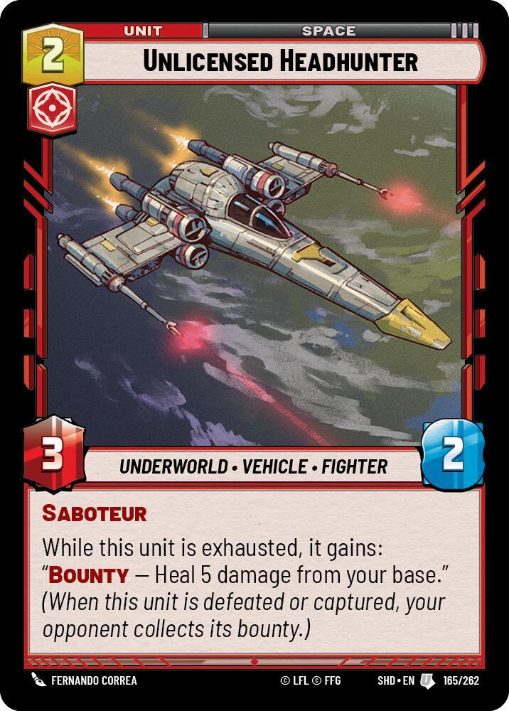 Unlicensed Headhunter 165/262 Shadows of the Galaxy Star Wars card