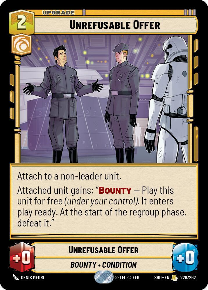 Unrefusable Offer 226/262 Shadows of the Galaxy Star Wars card