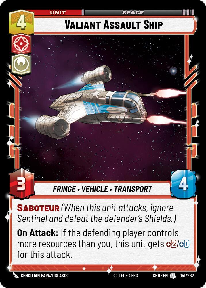 Valiant Assault Ship 151/262 Shadows of the Galaxy Star Wars card