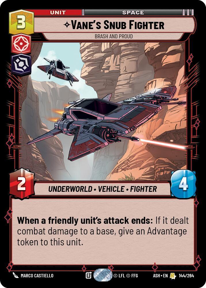 Vane's Snub Fighter - Brash and Proud 144/264 Ashes of the Empire Star Wars card
