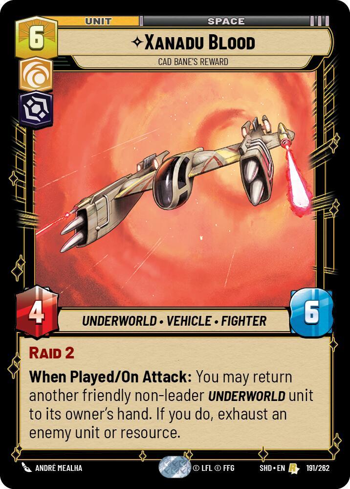 Xanadu Blood - Cad Bane's Reward 191/262 Shadows of the Galaxy Star Wars card