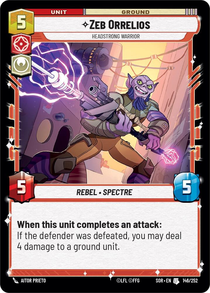 Zeb Orrelios - Headstrong Warrior 146/252 Spark of Rebellion Star Wars card