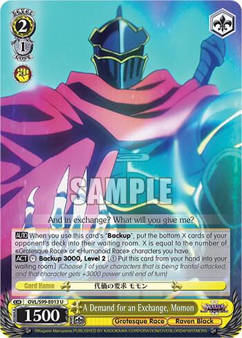 A Demand for an Exchange Momon OVL/S99-E013 U Nazarick: Tomb of the Undead Vol.2 Card