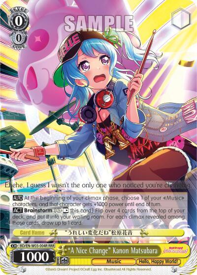A Nice Change Kanon Matsubara RRR BD/EN-W03-004R RRR BanG Dream! Girls Band Party! MULTI LIVE Card