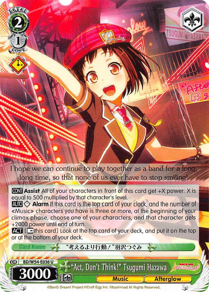 Act Dont Think Tsugumi Hazawa BD/W54-E036 U BanG Dream! Girls Band Party! Card