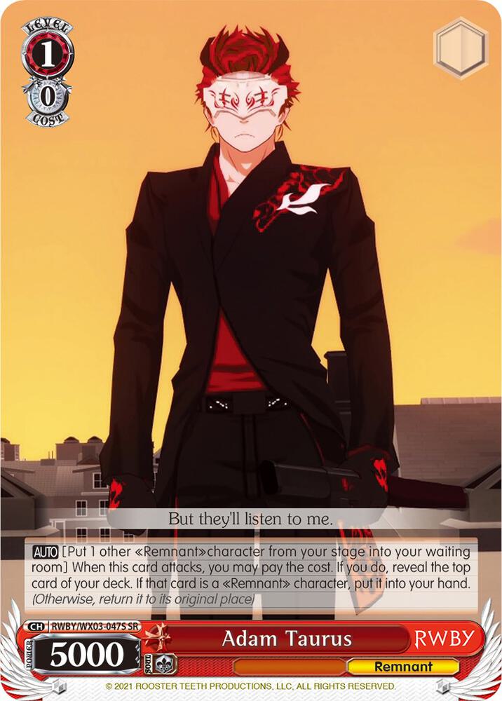 Adam Taurus SR RWBY/WX03-047S SR RWBY Card