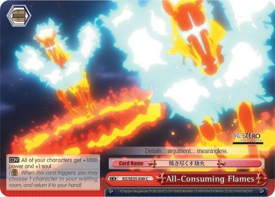 All Consuming Flames Parallel Foil RZ/SE35-E49 U Re:ZERO: The Frozen Bond Card