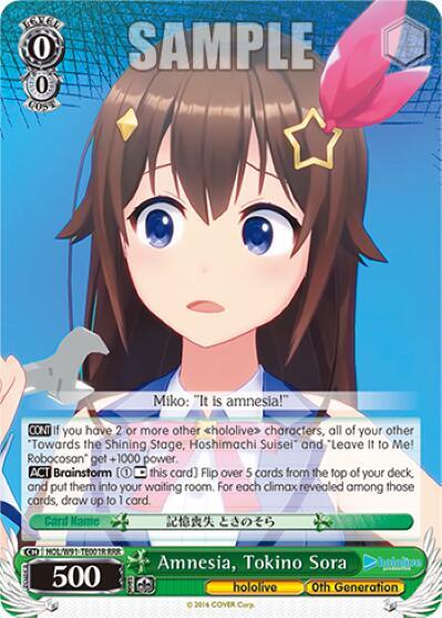 Amnesia Tokino Sora RRR HOL/W91-TE001R RRR hololive production Card