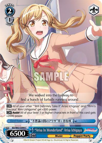Arisa In Wonderland Arisa Ichigaya BD/W63-E094 C BanG Dream! Girls Band Party! Vol.2 Card