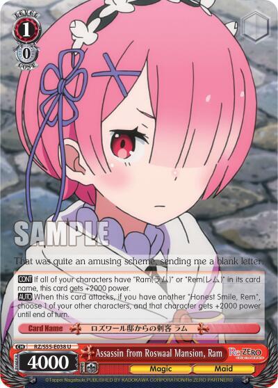 Assassin from Roswaal Mansion Ram RZ/S55-E038 U Re:ZERO Vol.2 Card