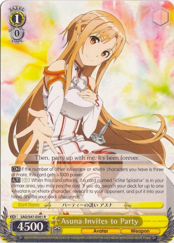 Asuna Invites to Party SAO/S47-E001 R Sword Art Online Re: Edit Card