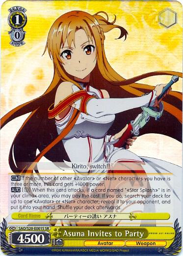 Asuna Invites to Party SR SAO/S20-E001S SR Sword Art Online Card