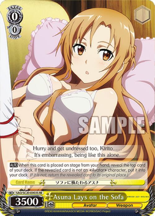 Asuna Lays on the Sofa SR SAO/SC20-E003S RE Sword Art Online Chronicle Set Card