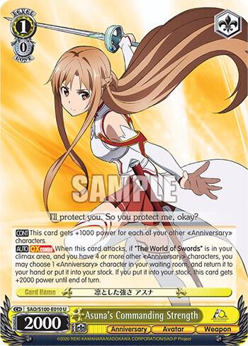 Asunas Commanding Strength SAO/S100-E010 U Sword Art Online Animation 10th Anniversary Card