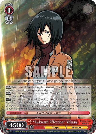 Awkward Affection Mikasa AOT/S35-E061 R Attack on Titan Card