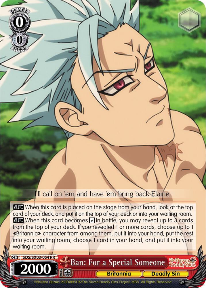 Ban For a Special Someone SDS/SX03-054 RR The Seven Deadly Sins Card