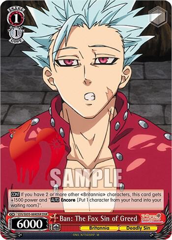 Ban The Fox Sin of Greed DSR SDS/SX05-069DSR DSR The Seven Deadly Sins: Revival of The Commandments Card
