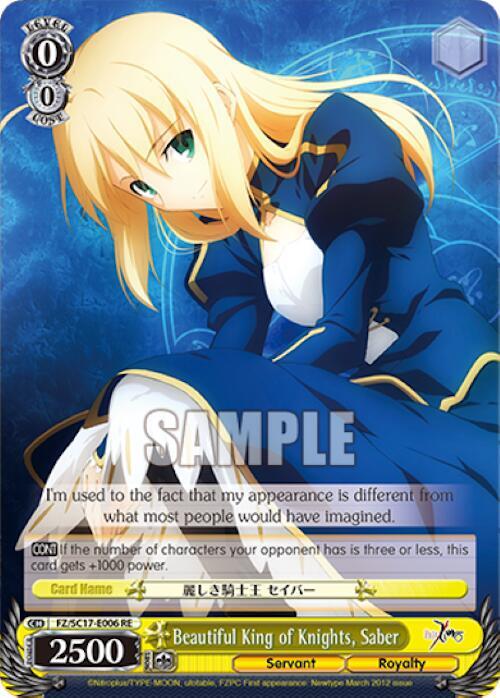 Beautiful King of Knights Saber FZ/SC17-E006 RE Fate/Zero Chronicle Set Card