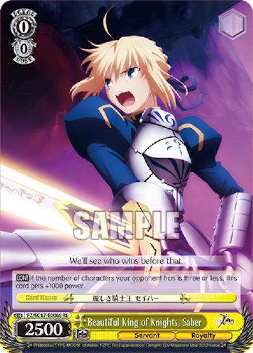 Beautiful King of Knights Saber SR FZ/SC17-E006S RE Fate/Zero Chronicle Set Card