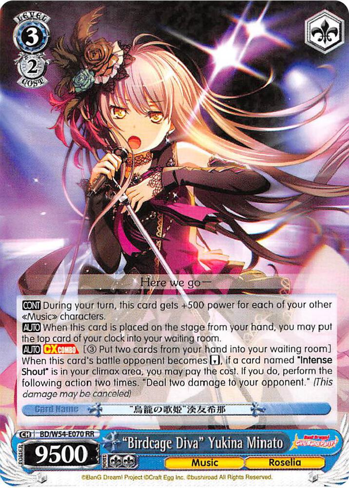 Birdcage Diva Yukina Minato BD/W54-E070 RR BanG Dream! Girls Band Party! Card
