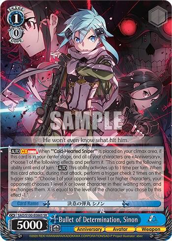 Bullet of Determination Sinon SR SAO/S100-E086S SR Sword Art Online Animation 10th Anniversary Card