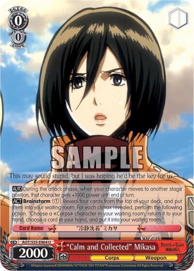 Calm and Collected Mikasa AOT/S35-E064 U Attack on Titan Card