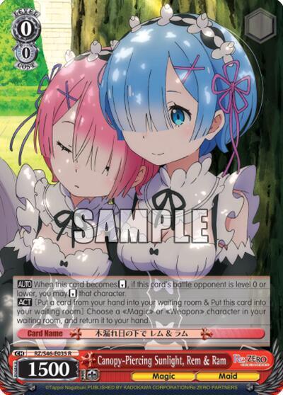 Canopy Piercing Sunlight Rem and Ram RZ/S46-E035 R Re:ZERO Card