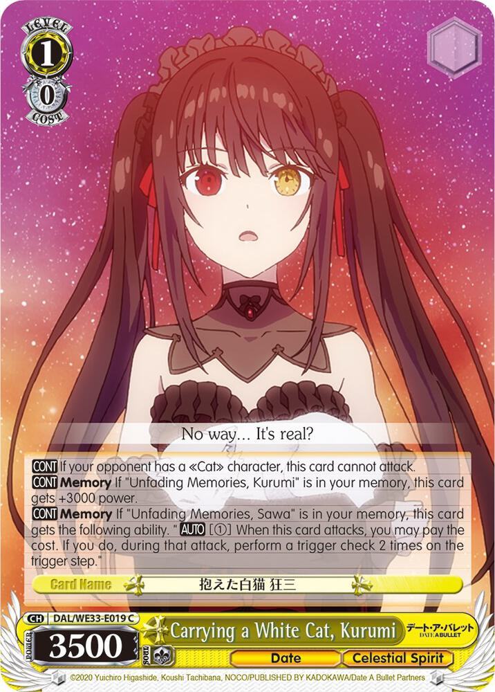 Carrying a White Cat Kurumi Parallel Foil DAL/WE33-E019 C Date A Bullet Card