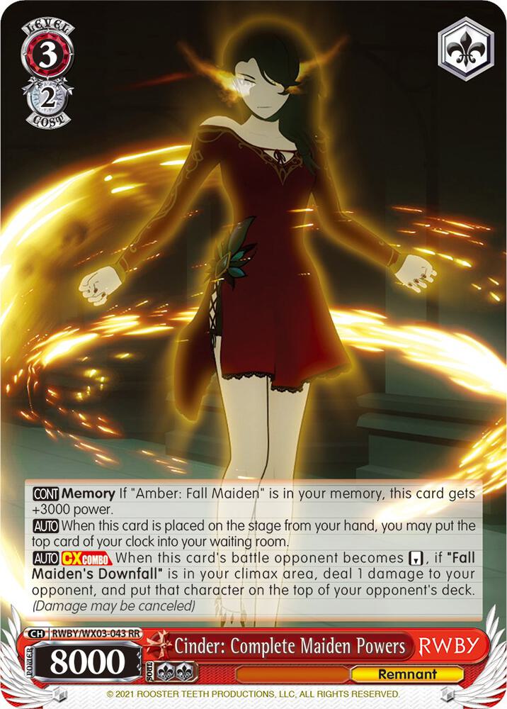 Cinder Complete Maiden Powers RWBY/WX03-043 RR RWBY Card