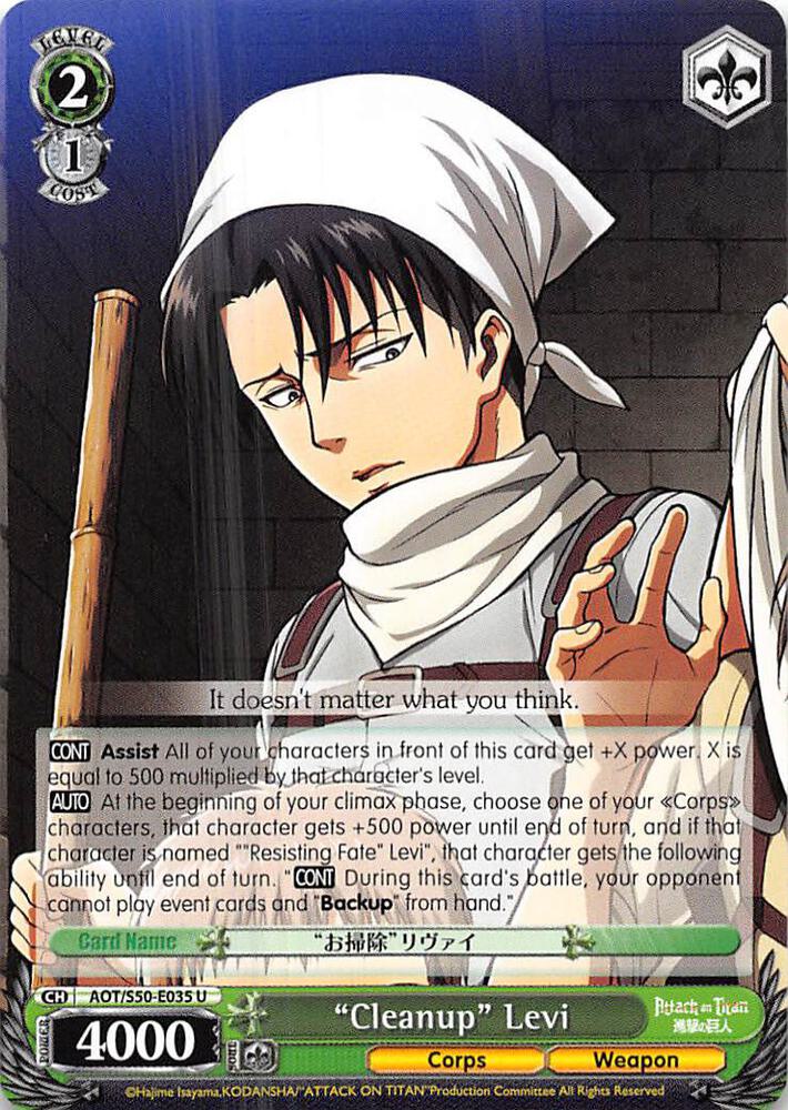Cleanup Levi AOT/S50-E035 U Attack on Titan Vol. 2 Card