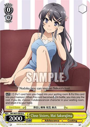 Close Sisters Mai Sakurajima SBY/W77-E010 U Rascal Does Not Dream of a Dreaming Girl Card