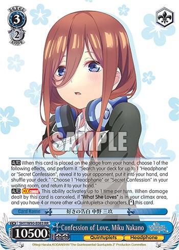 Confession of Love Miku Nakano 5HY/W90-E083 RR The Quintessential Quintuplets 2 Card
