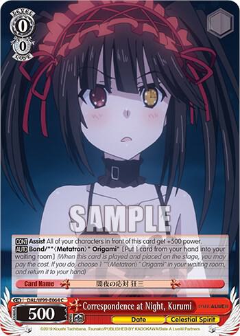 Correspondence at Night Kurumi DAL/W99-E064 C Date A Live Vol.2 Card