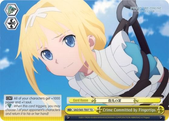Crime Committed by Fingertips SAO/S65-TE07 TD Sword Art Online -Alicization- Card