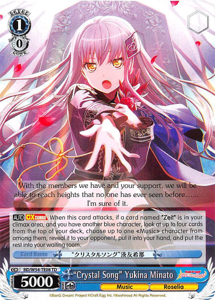 Crystal Song Yukina Minato BD/W54-TE08 TD BanG Dream! Girls Band Party! Card