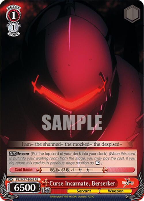 Curse Incarnate Berserker FZ/SC17-E062 RE Fate/Zero Chronicle Set Card