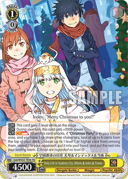 Daily Life in Academy City Mikoto and Index and Touma Gid/WS02-TE06 TD Dengeki Bunko Card